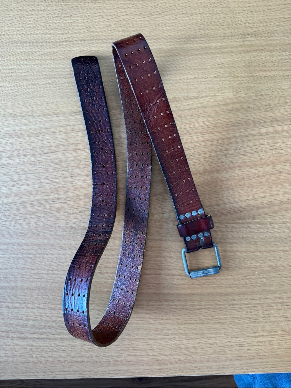 Jack and Jones Chestnut Brown Perforated Leather Belt